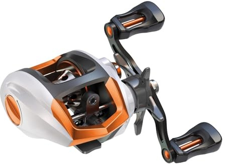 Karpfenrute Angeln Mit Magnetischem Bremssystem Angelrad Angelrollenlager Baitcasting Rolle Angelrollen(White,Right Hand)