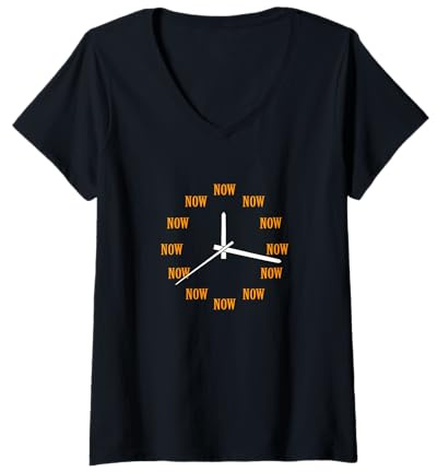 Mujer Naranja Color El Tiempo Gráfico Naranja Camiseta Cuello V