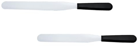 VICASKY Lot de 2 Spatules à Gâteau 20 Cm et 25 Cm, Manches Noirs en Plastique, Couteaux à Tartiner Confiture et Crème, Ustensiles de Pâtisserie pour Décoration et Cuisson, Outils Cuisine