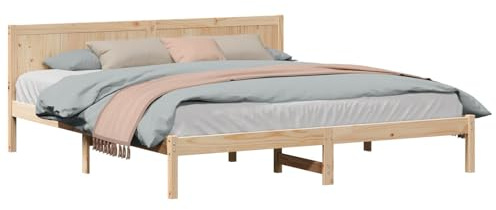 XHNIFBN Bettgestell 180x200 cm braun aus massivem Kiefernholz modernes Design Lattenrost kompatibel Holzbett Super King Size für Schlafzimmer