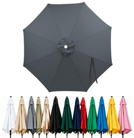 Fade Resistant Parasol Replacement Canopy for 6/8 Ribs, 2m 2.7m 3.0m 4m Garden Umbrella Cover, Waterproof UV30+ Patio Market Parasol Top (Fits Rib Length 112cm/148cm)(Grey,(6Rib)300cm)