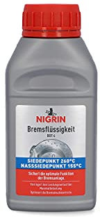 NIGRIN Bremsflüssigkeit DOT4, Hochleistungsformel, Siedepunkt 260°C, optimiert Bremsdruckkontrolle, 250 ml