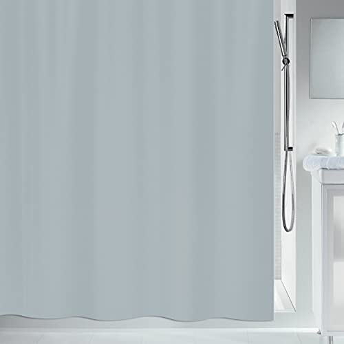 Spirella Schimmel Duschvorhang-Anti-Bakteriell, waschbar, wasserdicht-Polyester, „Primo “ 240x200cm Grau, Silver, Sergé 240 X 180 cm