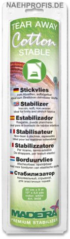 Madeira Cotton Stable Stickvlies aufbügelbar 30 cm weiß 5 m 30 cm weiß 100% Baumwolle
