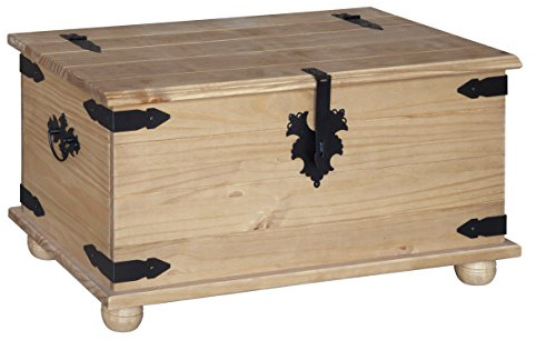 Mercers Furniture Corona Solid Wood Pine Blanket Box Wooden Bedroom Storage Ottoman Bedding Toy Chest Mexican Style Unit 46cm High 92cm Wide 45cm Deep