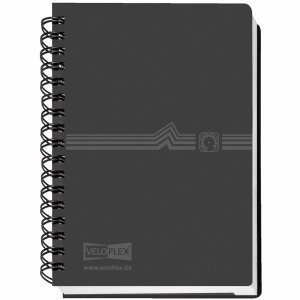 VELOFLEX 5 x Adressbuch A7 schwarz 12-teiliges Register mit 72 Einlegeblättern
