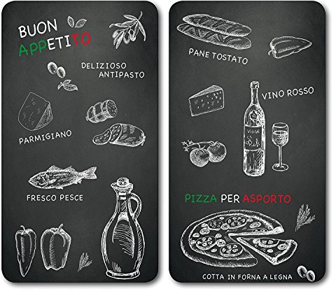 Kesper | Multi-Glasschneideplatte 2er Pack, Material: Glas, Maße: 52 x 30 x 0.5 cm, Motiv: Ristorante, Farbe: Schwarz | 36538 13