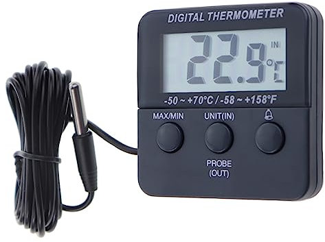 Termómetro digital para refrigerador con alarma de temperatura máxima y mínima. Termómetro para refrigerador y congelador para controlar alimentos refrigerados.