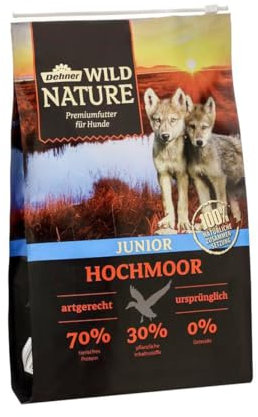 Dehner Wild Nature Hundefutter Hochmoor, Trockenfutter getreidefrei / zuckerfrei, für Welpen und junge Hunde, Ente, 4 kg