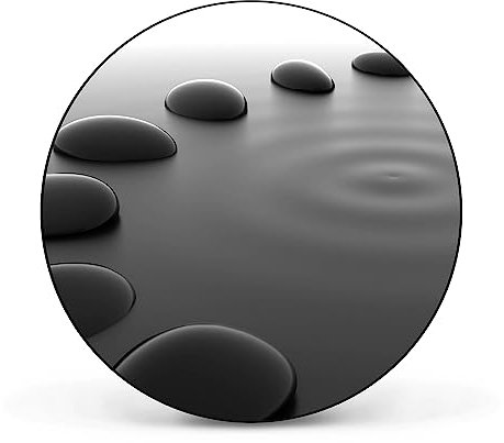 banjado Magnettafel Ø 47cm Schwarz - Magnetwand aus Metall - Magnetpinnwand als Memoboard - Pinnwand Magnettafel Küche, Büro, Kinderzimmer inkl. 4 Magnete & Montageset - Schwarze Steine