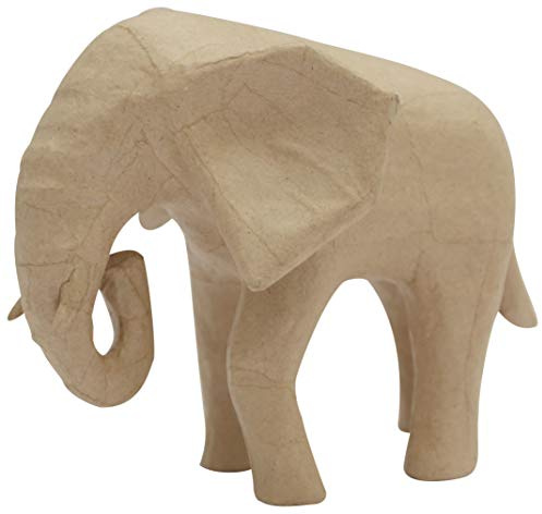 Décopatch SA213C - Brown papier-mâché stand 18.5x12.5x15.5 cm, African Elephant - DIY - Customisable Décor - Completely Personalise - Creative Leisure Activity