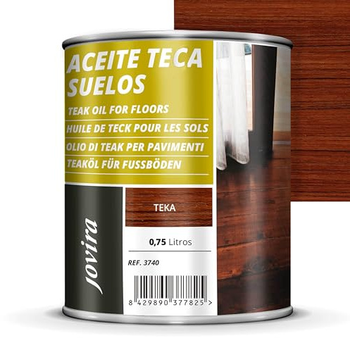 JOVIRA PINTURAS Aceite Teca Suelos 750 ml, para madera exterior, terrazas, tarima, muebles jardín, Protección, restauración y cuidado de la madera Teca en intemperie exterior. (750 Mililitros) G-25A