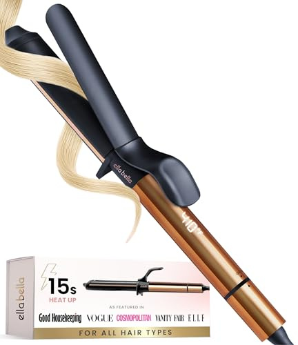 ELLA BELLA® Curling Iron 1 Inch • Professional Hair Curler • Curling Wand • Ceramic Curling Irons • Transform Your Look in Seconds • Suitable for All Hair Types • Say Goodbye to Heat Damage