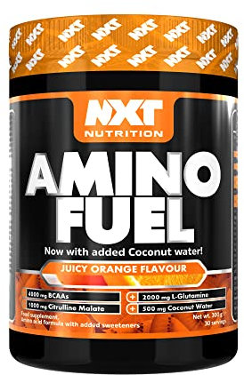 NXT Nutrition Amino Fuel Energy Drink | BCAAs Amino Acids with Beta Alanine, Vitamin D3 and Citrulline Malate – for Performance, Endurance and Energy Support | (Orange)