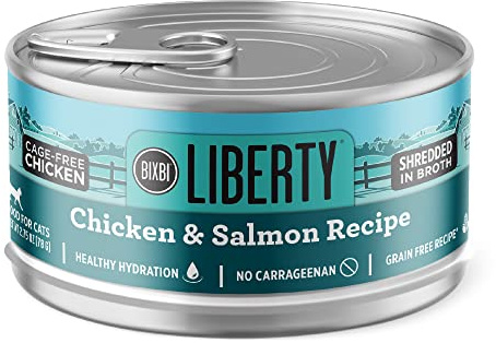 BIXBI Liberty Canned Wet Cat Food - Grain Free, Chicken and Salmon Recipe in Broth, 2.75 Ounce (Pack of 24)