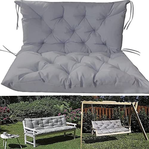 PJDDP Sitzkissen für Hollywoodschaukel wetterfest - Bankkissen Outdoor - Gartenschaukel Kissen Sitzbank mit Rückenlehne,Light Grey,100x100CM/40x40IN