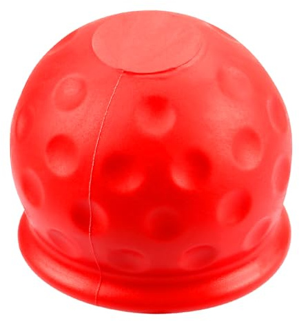 Rumyve 1-Piece Trailer Hitch Ball Cover - Abrasion-Resistant and Dust-Proof - Soft Rubber Tow Bar Cover 50mm (Red)