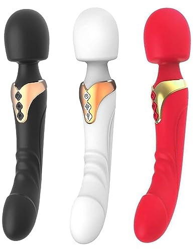 Kuaecr Silikon Doppelkopf Vibratoren für Sie mit Stoßfunktion Vibratoren mit 10 Vibrationsmodi G-Punkt Klitoris Dual Motor Dildo Mastubrator Vibrator Erotic SM Sexspielzeug für Frauen Paare (Schwarz)
