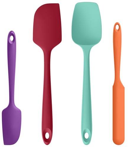 U-Taste Silikon Teigschaber, 315℃ hitzebeständiger, 4er-Set, Mehrfarbig | Antihaft-Gummispachtel, Flexibel Teigschaber & Kuchenschaber zum Kochen Mixen Backen Dekorieren
