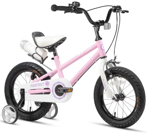 Glerc Kinderfahrrad 16 Zoll Fahrrad mit Stützrädern & Flaschenhalter für 4 5 6 7 8 Jahre alte Jungen und Mädchen,Rosa