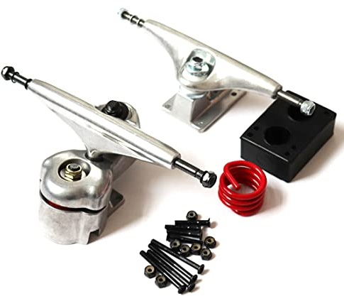 Flpeekash 6,25 Zoll Meraki Surf Skate Truck Aluminiumlegierung Land Surfskate Brett Truck Teilversorgung Drehbare Federhalterung, Silber
