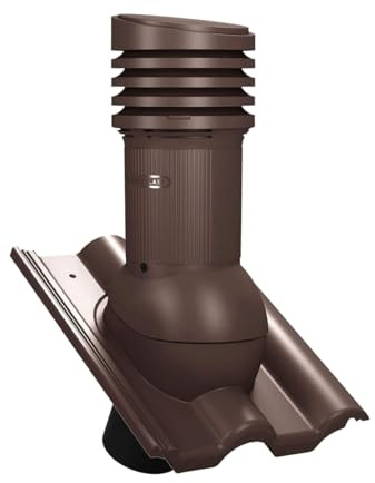 Entlüfterkamin Tile EVO DN150 für Braas - Frankfurter, Benders - Mecklenburger, ProDach - Doppelrömer Dachziegel Dachlüfter Lüfter (RAL8017 - Braun)