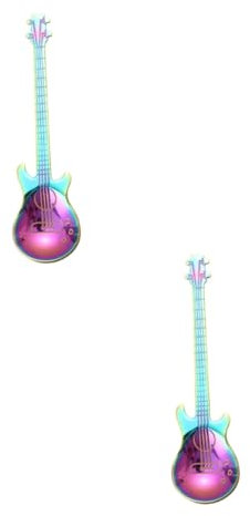 Alipis 2stücke Edelstahl Gitarren Kaffee Und Teelöffel Ergonomisches Design Farbenfrohes Finish Spülmaschinenfest Für Zuhause Restaurant Und Bar Für Kaffee Tee Und Desserts