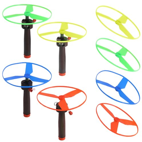 Tomedeks 4 Sätze Battat Propellerspiel Mit 4 Griffen Und 8 Propeller, Motorikspielzeug Flugspiel, Spielzeug Für Kinder Ab 3 Jahren,Ballspiel Kinder,Spiele Draußen Kinder(10Cm)