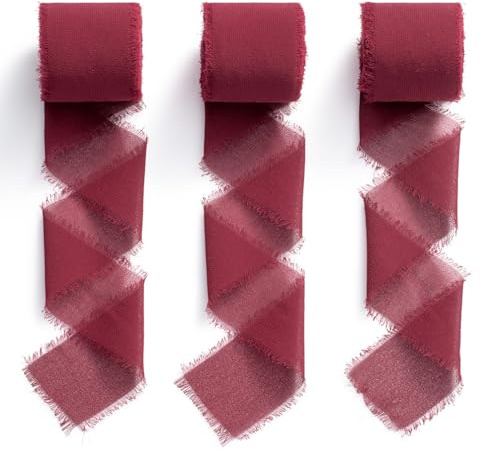 Chiffonband Schleifenband Hochzeit Geschenkband Breit 3,8 cm x 23 m (Bordeaux, 3,8 cm x 6,4 m)