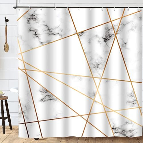 FAIRYGATE Duschvorhang 180x180 Weiß Muster Duschborhang Extra Lange Duschvorhänge Wasserdichter Duschvorhang für Badezimmer Badewanne 180x180cm Anti Schimmel Vorhang Shower Curtain B8905