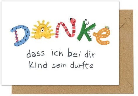 PICTALOO Dankeskarte Erzieherin bunt, Abschiedskarte Kita Kindergarten von Hand illustriert, Abschluss Abschied Geschenk Tagesmutter, süße Danke Karte mit Umschlag, Abschiedsgeschenk Erzieherin (1x)