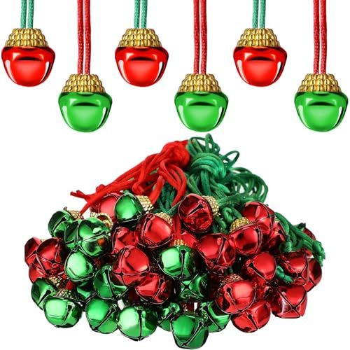 Campana de Navidad 24 Piezas Cascabeles Navideños, 2.5 cm Cascabeles para Arbol de Navidad para Decoracion Navidad, DIY Manualidades, Regalo (Rojo Verde)