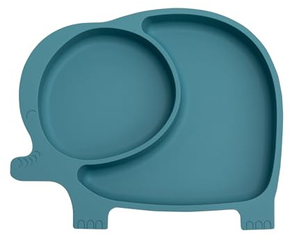 Mr. Wonderful - Silikonteller mit Saugnapf für Kinder - Blauer Elefant - Aus 100% Silikon - Spülmaschinen- und mikrowellengeeignet