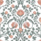 VEELIKE Vintage Peach Floral Wallpaper Self Adhesive Retro William Morris Art Nouveau Wallpaper Mural Pink Flower Botanical Patterned Wallpaper for Bedroom Art Deco Wallpaper Removable 44.5cm x 300cm