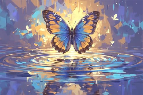 Malen Nach Zahlen Schmetterling Traum Malen Nach Zahlen Kinder Anfänger,Malen-Nach-Zahlen ab 9 Jahre Mädchen Geschenke,DIY Ölgemälde Set Pinseln Acrylpigment Leinwan,Home Wanddeko Wohnzimme 40x50cm