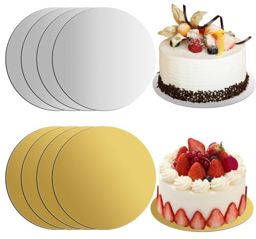 8 Piezas Base para Tartas Cake Board Ø 20 cm Base Redonda de Cartón,Tambores de Tarta Reutilizables,Redondas para Tartas, Base Cake Boards para Bodas Fiestas de Cumpleaños Decoración de Pasteles