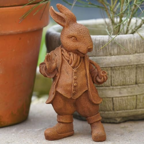 Peter Hase Gartenskulptur aus Gusseisen, Outdoor-Potter-Windweiden