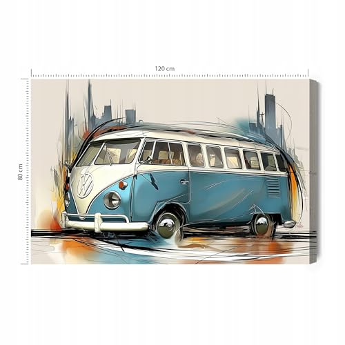 Printonia Wandbild m Leinwandgemalde Bild Leinwandbild VW Transporter T1 Bus Bulli Samba 120x80