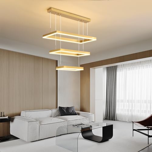 Mikeru Lampada a sospensione LED 40+60+80 cm oro dimmerabile sala da pranzo funzione memoria 10-100% 3000/4500/6000 K cucina