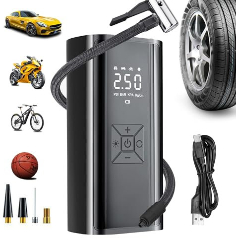 Elektrische Luftpumpe,COCCKO 150PSI Tragbare Akku Mini Kompressor, Digitale Anzeige Elektrische Fahrradpumpe, Auto-Stopp wiederaufladbar Reifenfüller für Auto Motorrad Fahrrad Ball Reise Camping