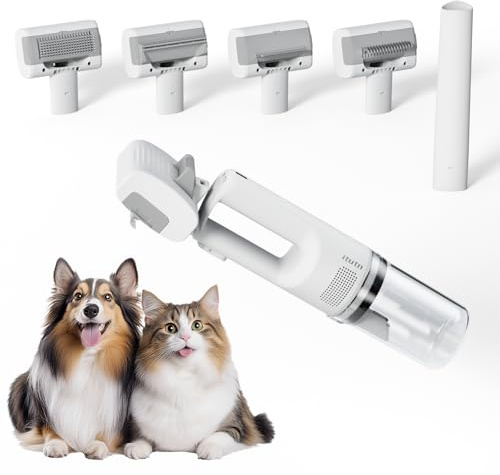 itutn Dog Brush Vacuum for Shedding Grooming, Pet Vacuum for Dogs, Cat Grooming Supplies, Vacuum Pet Hair Remover Tool with Slicker Deshedding Dog Brush for Shedding Dematting Comb Kit