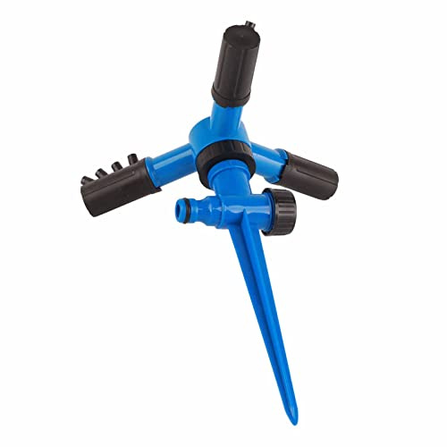 Aspersor de 3 Brazos con 12 Agujeros Pequeños, Rotación 360°, Riego Uniforme para Jardines, Cortes, Céspedes y Enfriamiento de Techo, Material ABS Resistente, Color Verde