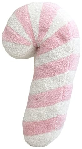 PORUPAEL Weihnachts-Zuckerstangenkissen, 46cm süßes Weihnachts-Zuckerstangen-Sofakissen, weiches Zuckerstangen-Plüschkissen, wiederverwendbares süßes Sofakissen, Weihnachtskissen (Rosa)