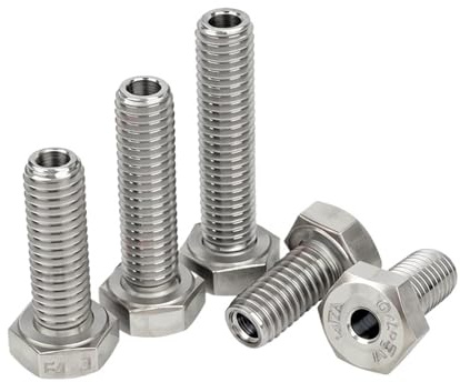 Tornillo hueco de acero inoxidable 304, perno hexagonal exterior especial M4M5M6M8M10M12M14M16M20, tornillo con orificio pasante roscado.(2Pcs M10x45x5.2)