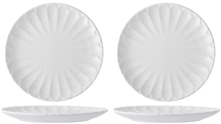Nff Juego De 2 Platos Llanos De Cerámica Blanca De 25 Cm, Grandes, For Servir Carne, Pasta Y Postres. Apto For Lavavajillas.(10 inch)
