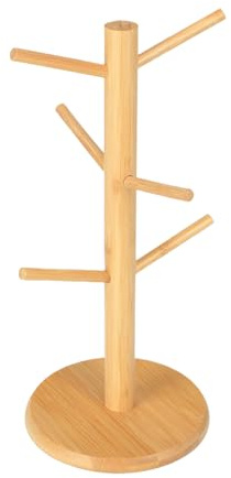 DzpKrka Tassenständer Holz, 6 Armig Kaffee-Baum Tassenhalter, 34x14cm Brezelständer, Praktische Aufbewahrungslösung Für Becher Als Präsentierständer Für Restaurants,Cafés,Bars,Küche