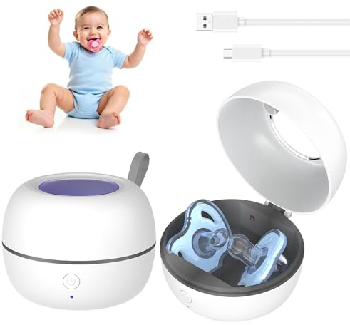 Hojalis UV Dummy Steriliser, Portable Dummy Steriliser, 99.99% Sterilization in 3 Mins, Lightweight Mini UV Steriliser Box with Type-C Rechargeable for Baby Pacifier,Dentures and Orthodontics