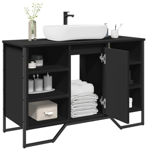LLEZKBR Möbelsets Badmöbel Sets Badezimmer Waschbecken Schrank Schwarz 91x35x60cm Holzwerkstoff
