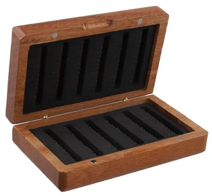Helilyco Scatola per pesca a mosca in noce nera con doppio lato in schiuma per riporre le mosche, 14 x 85 x 4 cm