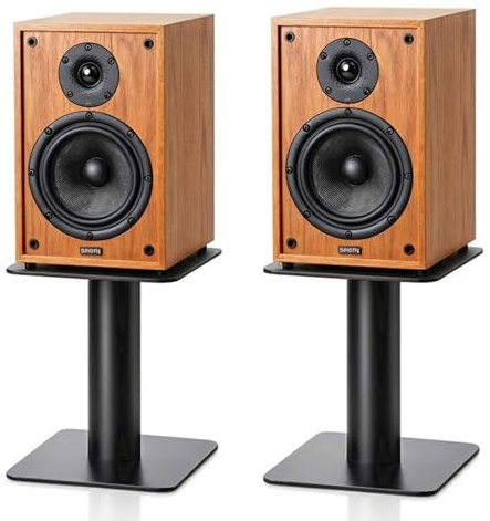 5-8 Inch Desktop Speaker Stands with Cable Management, 25kg Heavy Duty Steel Desk Speaker Stand for Bookshelf Speakers & Studio Monitors, Stable Desktop Speaker Stand Pair, Cleaner Desk Audio Setup